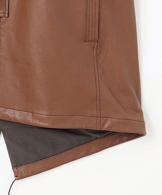 JOSEPH ABBOUD ベジタブルラムスキンレザーコート ダークブラウン系