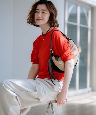 23区 【先行予約】ピュアリネンハイゲージ パフスリーブ ニット