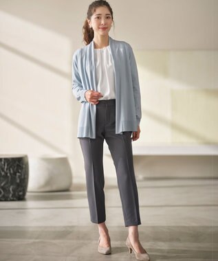 組曲 L 【WEB限定】セミウーステッド ニットカーディガン サックスブルー系