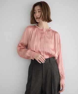 YECCA VECCA サテンギャザーブラウス Pink