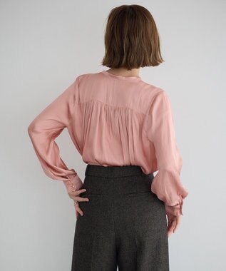 YECCA VECCA サテンギャザーブラウス Pink