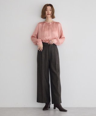 YECCA VECCA サテンギャザーブラウス Pink