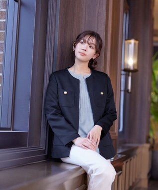 Tiaclasse 【洗える】ワッフルピケジャケット ネイビー