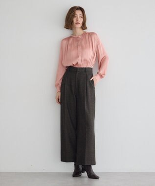 YECCA VECCA サテンギャザーブラウス Pink