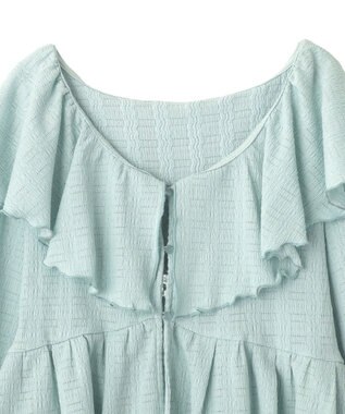 earth music&ecology 【予約】ラッフルカラーカットブラウス サックスブルー