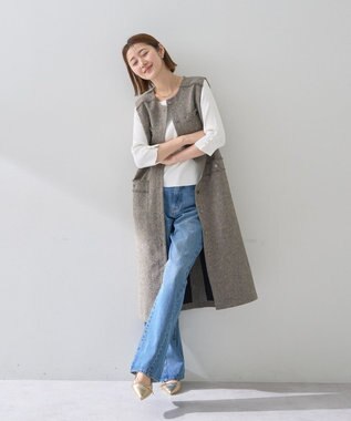 YECCA VECCA 袖釦7分袖リブニット Off White