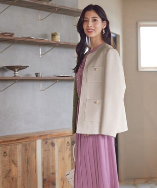 Tiaclasse 【洗える】ワッフルピケジャケット ベージュ