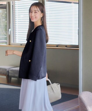 Tiaclasse 【洗える】ワッフルピケジャケット ネイビー