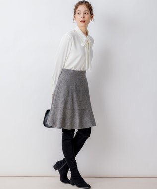 組曲 ネコアシツイードセミフレア スカート グレー系
