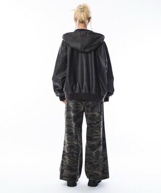 WEGO 【ユニセックス着用ITEM】PUフードブルゾン ブラウン