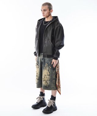 WEGO 【ユニセックス着用ITEM】PUフードブルゾン ブラウン