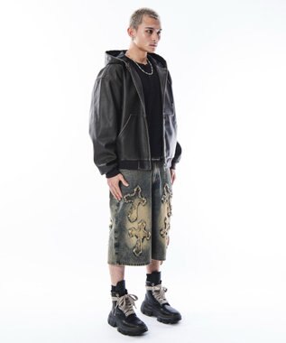 WEGO 【ユニセックス着用ITEM】PUフードブルゾン ブラウン