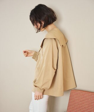 #Newans 【洗濯機可能/シワになりにくい】〈小柄さんにお勧め〉ウェービーカラーブラウス ベージュ