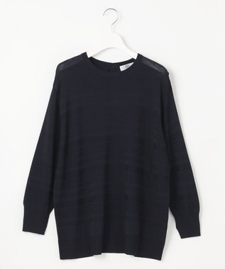 J.PRESS LADIES 【WEB限定カラーあり・洗える】SILKY RAYON STRETCH ボーダー ニット ネイビー系