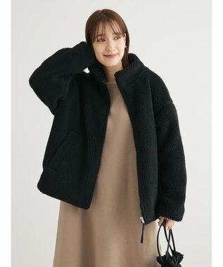 Green Parks スタンドカラーボアブルゾン Black