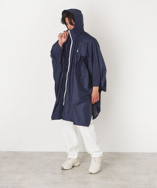 MOONBAT POLO RALPH LAUREN(ポロ ラルフローレン) ポロポニー ポケッタブル レインポンチョ レインコート 無地 フード 収納袋 ロゴ入 レディース ネイビーブルー