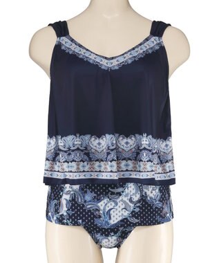 San-ai Resort（三愛水着楽園） ロングパンツセット　9M・11L　【Coral veil（コーラルヴェール）】 ネイビー