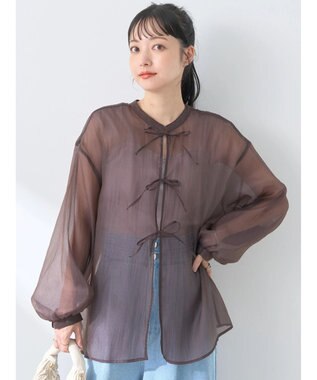 earth music&ecology シアーリボンシャツ