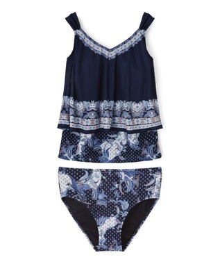 San-ai Resort（三愛水着楽園） ロングパンツセット　9M・11L　【Coral veil（コーラルヴェール）】 ネイビー