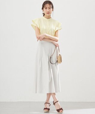 組曲 【前後着用可】ドライタッチダブルフレア ブラウス イエロー系