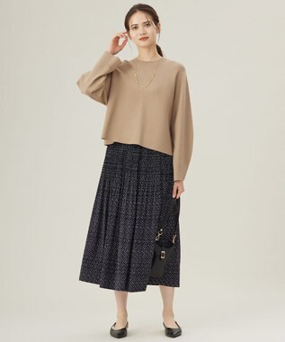 自由区 L 【セットアップ対応・洗える】レーヨンストレッチプルオーバー ニット ダークベージュ