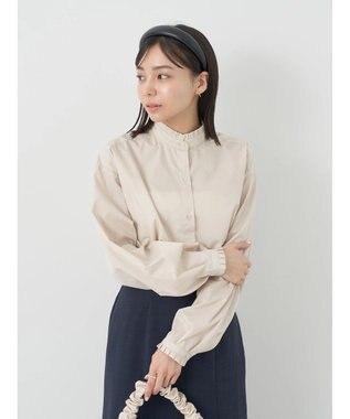 earth music&ecology Ｔ／Ｃ　スタンドフリルブラウス Light Beige