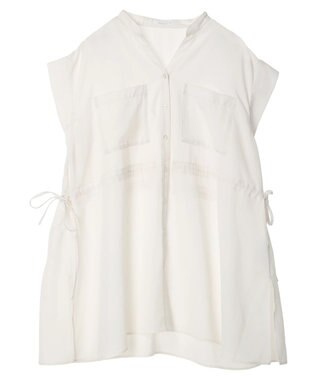 Green Parks ウエストドロストフレンチスリーブチュニック Off White