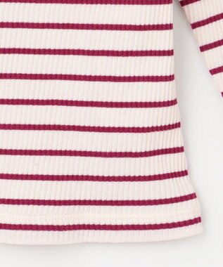 組曲 KIDS 【110-140㎝】レースボーダー トップス ラズベリー系1