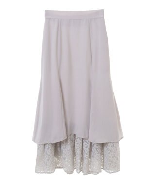 earth music&ecology レースヘムスカート Gray Beige