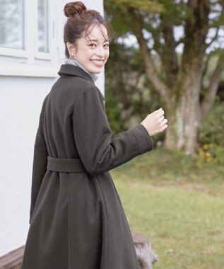 Tiaclasse L 【ウール90％】ステンカラープリンセスウールコート ブラウン