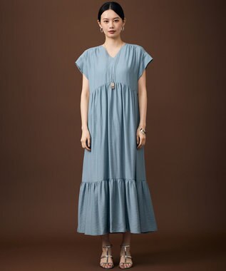 自由区 【WEB限定・大人気素材のNEWアイテム】エアリーツイルティアード ワンピース サックス