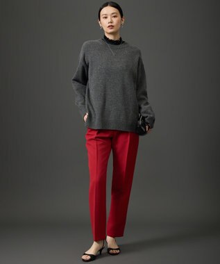自由区 PEドビーストレッチテーパード パンツ レッド