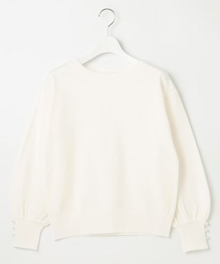 Feroux 【洗える】パールポイントパフスリーブ ニット ホワイト系