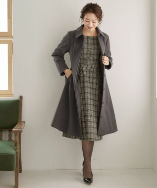 Tiaclasse L 【ウール90％】ステンカラープリンセスウールコート ブラウン