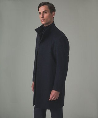 GOTAIRIKU アンゴラビーバー スタンドカラーコート ネイビー系8