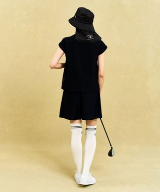 23区GOLF 【UNISEX】日常使いもしやすいシンプルデザイン 首後ろもしっかケアするネックカバー付バケットハット ギフトにもおすすめ◎ ブラック系