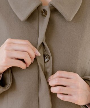 Tiaclasse L 【ウール90％】ステンカラープリンセスウールコート モカ