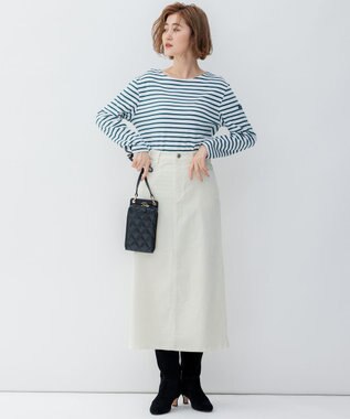 23区 【洗える】Armor-lux スムース ボーダー カットソー オフ×グリーンボーダー