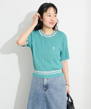 CRAFT STANDARD BOUTIQUE 別注/BHPC 刺繍ケーブル編みニット Green