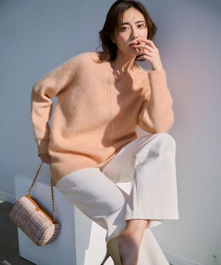 23区 GIOLICAツイード シリンダー ショルダーバッグ テラコッタミックス