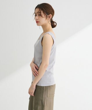 Green Parks 前後２Ｗａｙ　ラメリブタンクトップ Light Gray