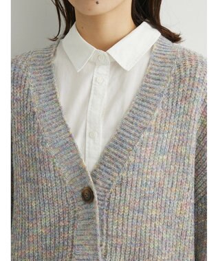 Green Parks Ｍｉｘカラーニットゆるカーディガン White