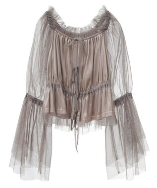 earth music&ecology チュールブラウス Gray Beige