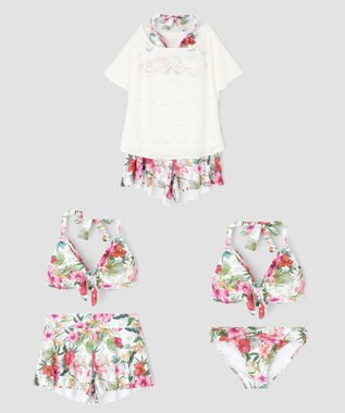 San-ai Resort（三愛水着楽園） 【新色ホワイト＆パープル入荷】４点セット水着　9M・11L【San-ai Resort（サンアイリゾート）】 ホワイト