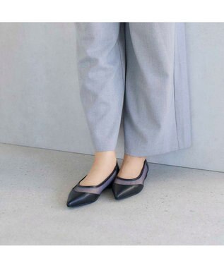 MODE ET JACOMO <carino>【レイン対応】メッシュポインテッドトゥパンプス ブラック