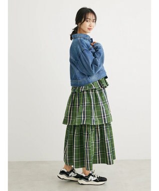 Green Parks ・ＳＵＧＡＲ　ＳＰＯＯＮ　チェックラッフルキャミワンピース Green