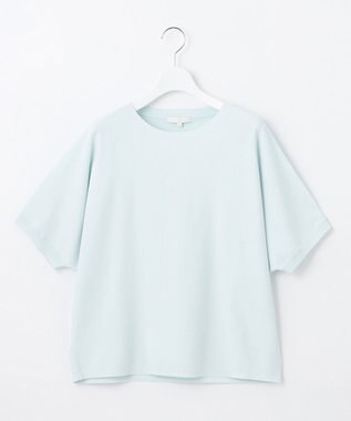 自由区 【WEB限定カラーあり・接触冷感・UVカット】クレープストレッチドルマン ニット サックス