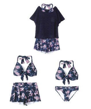 San-ai Resort（三愛水着楽園） 【新色ホワイト＆パープル入荷】４点セット水着　9M・11L【San-ai Resort（サンアイリゾート）】 ネイビー