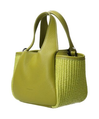 INTER-CHAUSSURES 【RIPANI】ラフィアコンビミニハンドバッグ グリーンコンビ