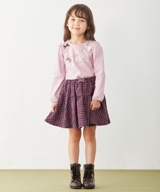 ANY KIDS チェック柄/アニマル柄スカパン ボルドー系チェック